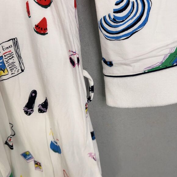 Kate Spade Robe Womens XS/S White Beach Print Terry Summer Swim Resort Vacation - Picture 5 of 16
